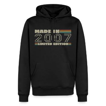 Cadeau d'anniversaire 2007 vintage 2007 né en 2007 - Sweat à capuche Premium bio Homme - noir - Devant - Nico (187cm)