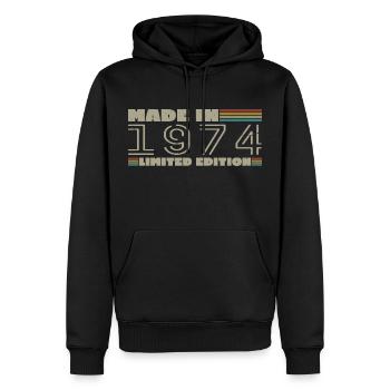 Cadeau d'anniversaire 1974 vintage 1974 né en 1974 - Sweat à capuche Premium bio Homme - noir - Devant - Nico (187cm)