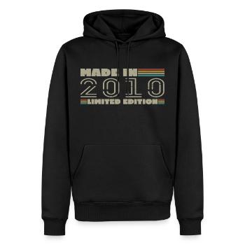 Cadeau d'anniversaire 2010 vintage 2010 né en 2010 - Sweat à capuche Premium bio Homme - noir - Devant - Nico (187cm)