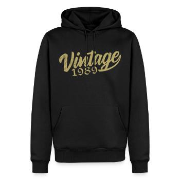 1989 Jahrgang 1989 Retro 1989 Geburtstagsgeschenk - Männer Premium Bio Hoodie - Schwarz - Vorne - Nico (187cm)