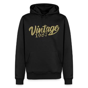 1987 Jahrgang 1987 Retro 1987 Geburtstagsgeschenk - Männer Premium Bio Hoodie - Schwarz - Vorne - Nico (187cm)