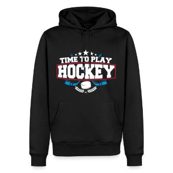 Il est temps de jouer au hockey - Sweat à capuche Premium bio Homme - noir - Devant - Nico (187cm)