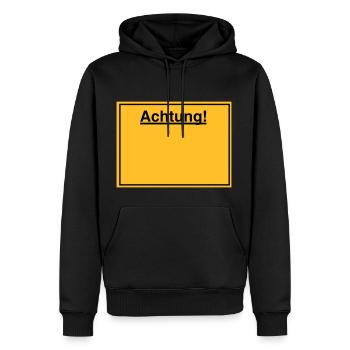 Schild - Männer Premium Bio Hoodie - Schwarz - Vorne - Nico (187cm)
