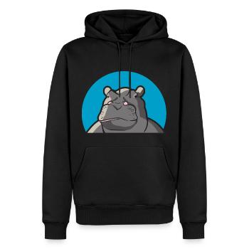 Hippo Nilpferd - Männer Premium Bio Hoodie - Schwarz - Vorne - Nico (187cm)