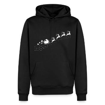 Süßes Weihnachts Motiv | Rentiere mit Schlitten - Männer Premium Bio Hoodie - Schwarz - Vorne - Nico (187cm)
