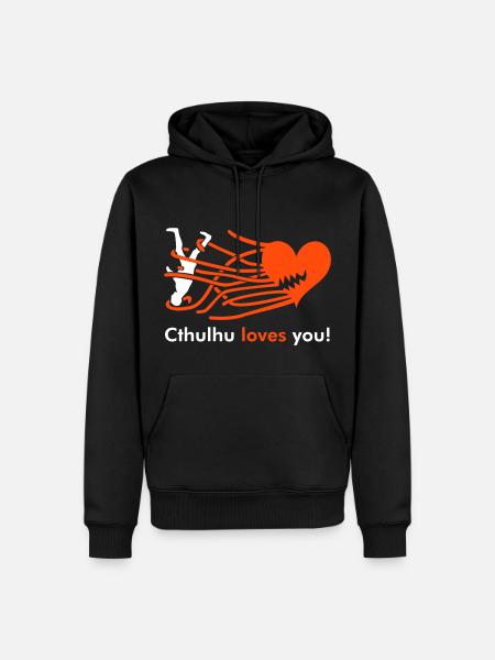Cthulhu loves you! - Männer Premium Bio Hoodie - Schwarz