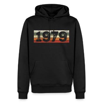 Jahrgang 1979 Retro 1979 Geburtstagsgeschenk - Männer Premium Bio Hoodie - Schwarz - Vorne - Nico (187cm)