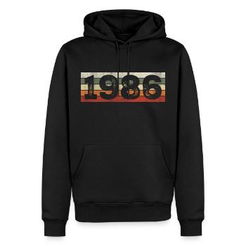 Jahrgang 1986 Retro 1986 Geburtstagsgeschenk - Männer Premium Bio Hoodie - Schwarz - Vorne - Nico (187cm)