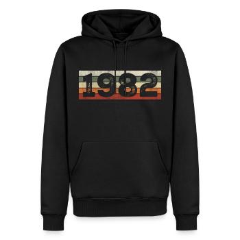 Jahrgang 1982 Retro 1982 Geburtstagsgeschenk - Männer Premium Bio Hoodie - Schwarz - Vorne - Nico (187cm)