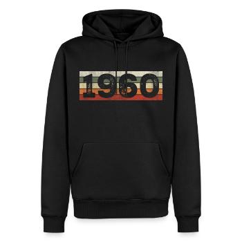 Millésime 1960 Cadeau D’anniversaire Rétro 1960 - Sweat à capuche Premium bio Homme - noir - Devant - Nico (187cm)