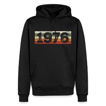 Jahrgang 1976 Retro 1976 Geburtstagsgeschenk - Männer Premium Bio Hoodie - Schwarz - Vorne - Nico (187cm)
