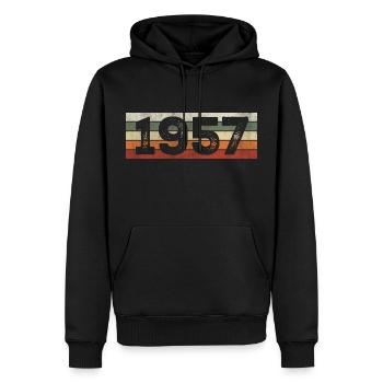 Jahrgang 1957 Retro 1957 Geburtstagsgeschenk - Männer Premium Bio Hoodie - Schwarz - Vorne - Nico (187cm)