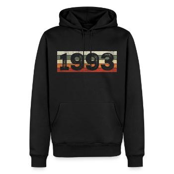 Millésime 1993 Cadeau D’anniversaire Rétro 1993 - Sweat à capuche Premium bio Homme - noir - Devant - Nico (187cm)