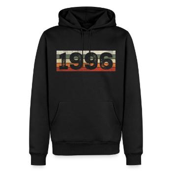 Millésime 1996 Cadeau D’anniversaire Rétro 1996 - Sweat à capuche Premium bio Homme - noir - Devant - Nico (187cm)