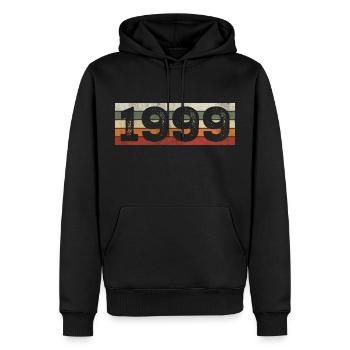 Millésime 1999 Cadeau D’anniversaire Rétro 1999 - Sweat à capuche Premium bio Homme - noir - Devant - Nico (187cm)