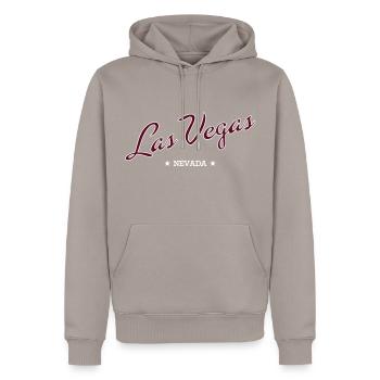 Las Vegas - Männer Premium Bio Hoodie - Taupe - Vorne - Nico (187cm)