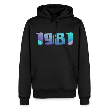 Geburtstagsgeschenk 1981 Jahrgang 1981 Retro 1981 - Männer Premium Bio Hoodie - Schwarz - Vorne - Nico (187cm)