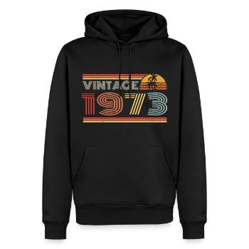 1973 Tenue d’anniversaire en édition limitée 1973 Vintag - Sweat à capuche Premium bio Homme - noir - Devant - Nico (187cm)