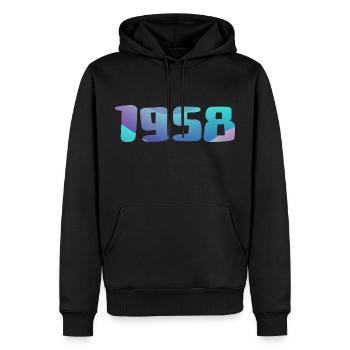 Cadeau Anniversaire 1958 Millésime 1958 Rétro 1958 - Sweat à capuche Premium bio Homme - noir - Devant - Nico (187cm)