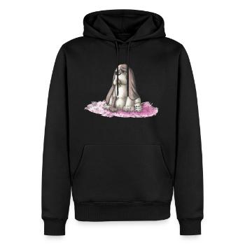 Basset - Männer Premium Bio Hoodie - Schwarz - Vorne - Nico (187cm)