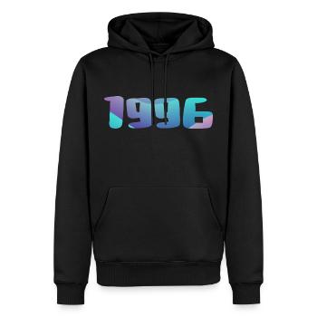 Cadeau Anniversaire 1996 Millésime 1996 Rétro 1996 - Sweat à capuche Premium bio Homme - noir - Devant - Nico (187cm)