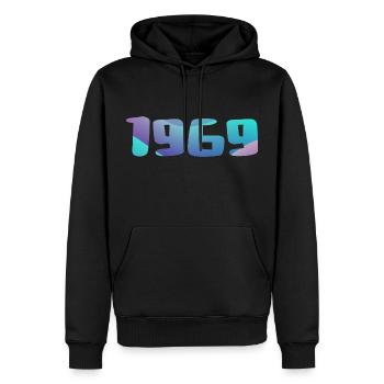 Cadeau Anniversaire 1969 Millésime 1969 Rétro 1969 - Sweat à capuche Premium bio Homme - noir - Devant - Nico (187cm)