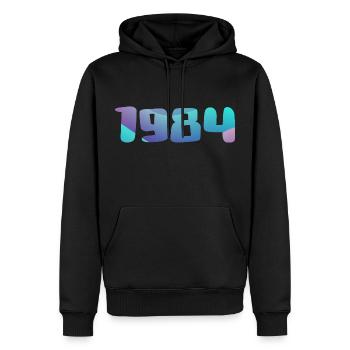 Cadeau Anniversaire 1984 Millésime 1984 Rétro 1984 - Sweat à capuche Premium bio Homme - noir - Devant - Nico (187cm)