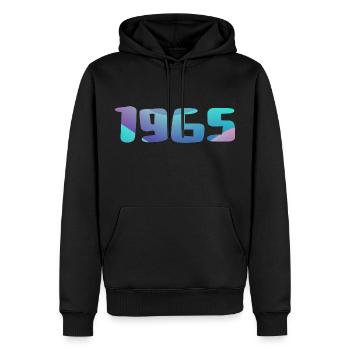 Cadeau Anniversaire 1965 Millésime 1965 Rétro 1965 - Sweat à capuche Premium bio Homme - noir - Devant - Nico (187cm)