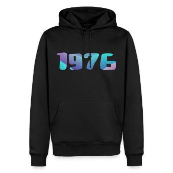 1976 Geburtstagsgeschenk Vintage 1976 Retro 1976 - Männer Premium Bio Hoodie - Schwarz - Vorne - Nico (187cm)