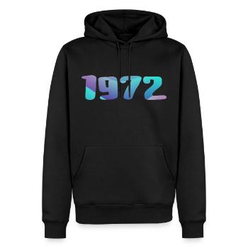 Cadeau Anniversaire 1972 Millésime 1972 Rétro 1972 - Sweat à capuche Premium bio Homme - noir - Devant - Nico (187cm)