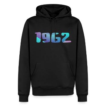 Cadeau Anniversaire 1962 Millésime 1962 Rétro 1962 - Sweat à capuche Premium bio Homme - noir - Devant - Nico (187cm)