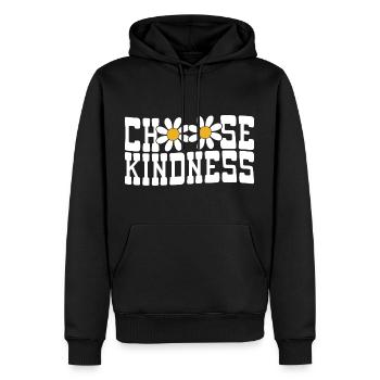 Choose Kindness Blumen - Männer Premium Bio Hoodie - Schwarz - Vorne - Nico (187cm)