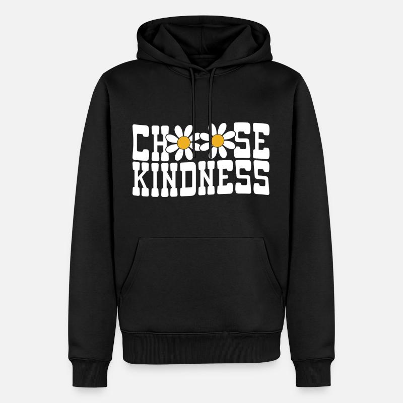 Choose Kindness Blumen - Männer Premium Bio Hoodie - Schwarz