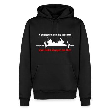 Zwei Räder bewegen das Herz - Männer Premium Bio Hoodie - Schwarz - Vorne - Nico (187cm)