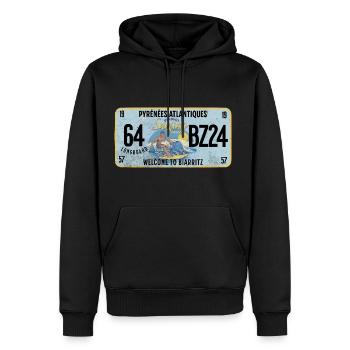 Welcome to Biarritz - Sweat à capuche Premium bio Homme - noir - Devant - Nico (187cm)