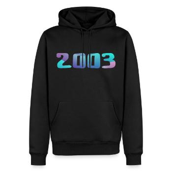 Cadeau Anniversaire 2003 Millésime 2003 Rétro 2003 - Sweat à capuche Premium bio Homme - noir - Devant - Nico (187cm)