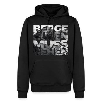 Berge rufen. Ich muss gehen. - Abenteurer-Outfit - Männer Premium Bio Hoodie - Schwarz - Vorne - Nico (187cm)