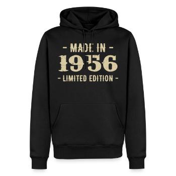 Jahrgang 1956 Geschenk in limitierter Auflage 1956 - Männer Premium Bio Hoodie - Schwarz - Vorne - Nico (187cm)