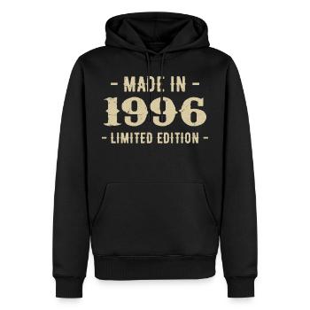 Jahrgang 1996 Geschenk in limitierter Auflage 1996 - Männer Premium Bio Hoodie - Schwarz - Vorne - Nico (187cm)