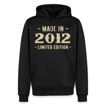 Jahrgang 2012 Geschenk in limitierter Auflage 2012 - Männer Premium Bio Hoodie - Schwarz - Vorne - Nico (187cm)