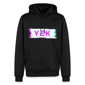 Cyber Glitch rétro Y2K - Sweat à capuche Premium bio Homme - noir - Devant - Nico (187cm)