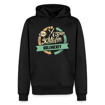 Sport Design Rollhockey RAHMENLOS Geschenk Hobby - Männer Premium Bio Hoodie - Schwarz - Vorne - Nico (187cm)