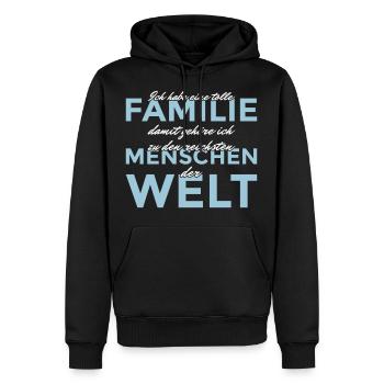 Ich habe eine tolle Familie... - Männer Premium Bio Hoodie - Schwarz - Vorne - Nico (187cm)