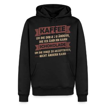 Kaffee Sprüche > Kaffee trinken + Schokolade - Männer Premium Bio Hoodie - Schwarz - Vorne - Nico (187cm)