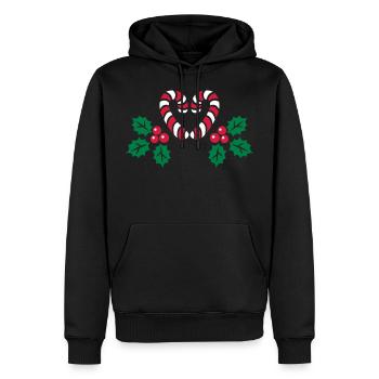 Candy Cane - Männer Premium Bio Hoodie - Schwarz - Vorne - Nico (187cm)