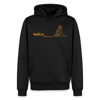 MOIN Segelboot Leuchtturm - Männer Premium Bio Hoodie - Schwarz - Vorne - Nico (187cm)