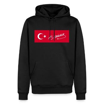 Kemal Atatürk - Männer Premium Bio Hoodie - Schwarz - Vorne - Nico (187cm)