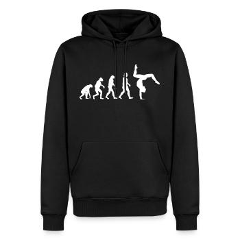Evolution du renversé - Sweat à capuche Premium bio Homme - noir - Devant - Nico (187cm)