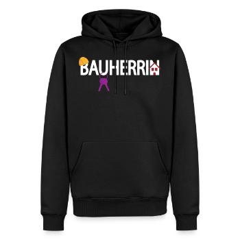 Bauherrin - Männer Premium Bio Hoodie - Schwarz - Vorne - Nico (187cm)
