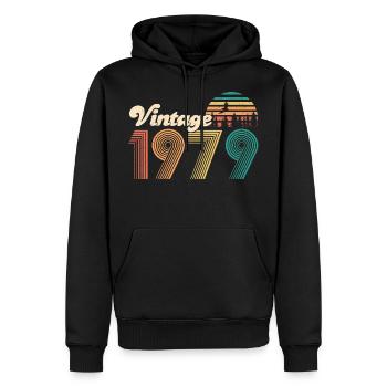 Vintage 1979 40e anniversaire randonnée montagnes - Sweat à capuche Premium bio Homme - noir - Devant - Nico (187cm)